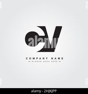 Logo commercial simple pour lettre initiale CV - logo alphabétique - modèle de logo vectoriel monogramme pour initiales de nom commercial Illustration de Vecteur