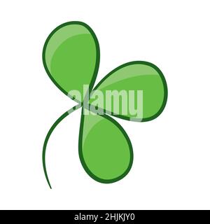 Illustration vectorielle de style plat de la feuille de trèfle de Saint-Patrick, vert de jour, isolée sur fond blanc Illustration de Vecteur