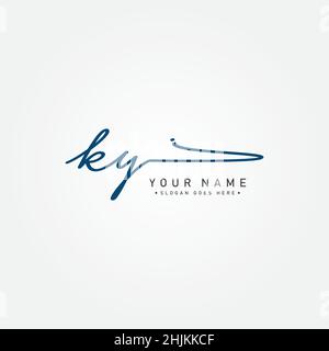 Logo KY de la lettre initiale - logo de style Signature dessiné à la main - logo vectoriel minimal pour les initiales en style d'écriture manuscrite Illustration de Vecteur