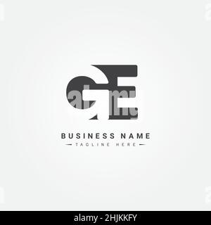 Lettre initiale logo GE - logo commercial minimal pour Alphabet G et E - modèle de logo vectoriel de monogramme pour initiales de nom commercial Illustration de Vecteur