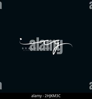 Logo initial lettre CG - logo Signature dessiné à la main - logo minimal Vector pour les initiales en mode d'écriture manuscrite Illustration de Vecteur