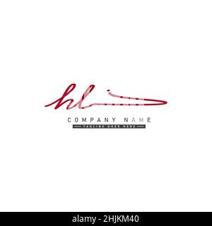 Logo lettre HL initiale - logo Signature manuscrit - logo vectoriel minimal pour les initiales en mode écriture manuscrite Illustration de Vecteur