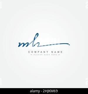 Logo initial lettre MH - logo de style Signature manuscrit - logo minimal Vector pour les initiales en style d'écriture manuscrite Illustration de Vecteur