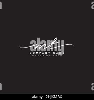 Logo lettre initiale MT - logo Signature dessiné à la main - logo vectoriel minimal pour les initiales en mode d'écriture manuscrite Illustration de Vecteur