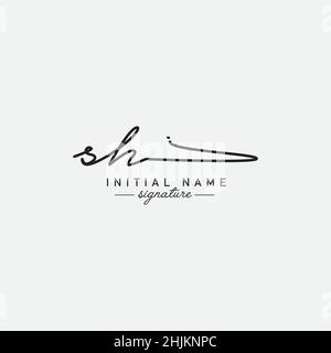 Lettre initiale logo SH - logo Signature dessiné à la main - logo vectoriel minimal pour les initiales en mode d'écriture manuscrite Illustration de Vecteur