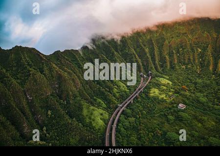 Vue aérienne d'Oahu, Hawaï Banque D'Images