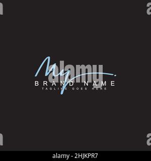 Lettre initiale MON logo - logo de style Signature dessiné à la main - logo vectoriel minimal pour les initiales en style d'écriture manuscrite Illustration de Vecteur