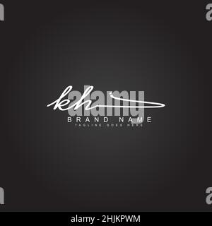 Lettre initiale logo KH - logo Signature manuscrite - logo vectoriel minimal pour les initiales en mode d'écriture manuscrite Illustration de Vecteur