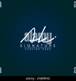 Lettre initiale logo AK - logo de style Signature dessiné à la main - logo vectoriel minimal pour les initiales en style d'écriture manuscrite Illustration de Vecteur