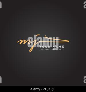 Logo MJ de la lettre initiale - logo de style Signature manuscrit - logo vectoriel minimal pour les initiales en style d'écriture manuscrite Illustration de Vecteur