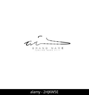 Logo initial lettre ai - logo de style Signature dessiné à la main - logo minimal Vector pour les initiales en style d'écriture manuscrite Illustration de Vecteur