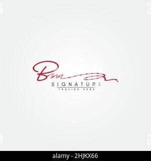 Lettre initiale logo BM - logo de style Signature manuscrit - logo vectoriel minimal pour les initiales en style d'écriture manuscrite Illustration de Vecteur