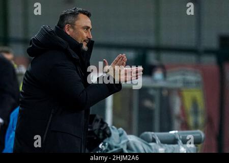 LENS, FRANCE - JANVIER 30 : entraîneur en chef Franck Haise de RC Lens lors du match coupe de France entre RC Lens et AS Monaco au Stade Bolaert-Delelis le 30 janvier 2022 à Lens, France (photo de Jeroen Meuwsen/Orange Pictures) Banque D'Images