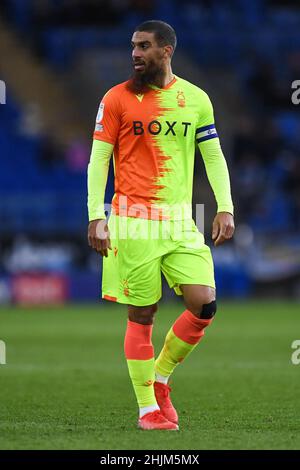 Cardiff, Royaume-Uni.30th janvier 2022.Lewis Grabban #7 de la forêt de Nottingham pendant le match à Cardiff, Royaume-Uni le 1/30/2022.(Photo par Mike Jones/News Images/Sipa USA) crédit: SIPA USA/Alay Live News Banque D'Images