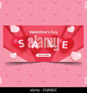 réaliste saint-valentin vente horizontale bannière design vecteur illustration dessin vecteur illustration Illustration de Vecteur