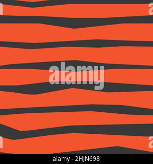 Motif animal sans couture vectoriel avec bandes noires sur fond orange. Effet peau de tigre ou fourrure. Décoration géométrique répétée pour le textile Illustration de Vecteur