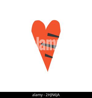 Illustration romantique à vecteur isolée pour la décoration de Noël.Symbole du nouvel an chinois 2022 - année du tigre.Bringé coeur tigrine - logo pour Illustration de Vecteur