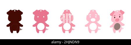 Déco bonbon à motif cochon mignon.Support de décoration en papier superposé pour dôme.Cintre pour bonbons, bonbons pour l'anniversaire, douche de bébé, halloween, noël.PRI Illustration de Vecteur