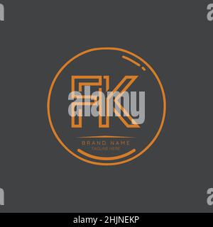 Éléments de conception du logo de la lettre initiale du modèle Creative FK.Modèle moderne minimaliste de design vectoriel de logo de lettre d'affaires. Illustration de Vecteur