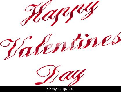 Happy Valentines Day 3D cubes style police illustration vectorielle.Rouge élégante affiche calligraphie texte mots Happy Valentine's Day.Lettres de décoration. Illustration de Vecteur