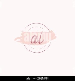 Lettre initiale alphabet ai aquarelle logo icône, signature féminine logo de luxe modèle de conception Vector Illustration de Vecteur
