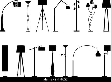 Jeu de silhouettes de lampadaires, illustration vectorielle Illustration de Vecteur