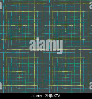 Motif sans coutures en forme de Chekered.Grunge lignes dessinées à la main, grille géométrique, arrière-plan futuriste créatif dans la palette de couleurs vert.Gris facile à modifier Illustration de Vecteur