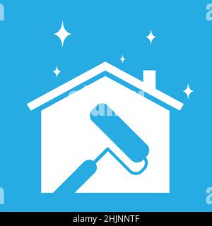 Logo Creative Home Paint.Maison de peinture de service logo , emblème, badge.Vecteur et illustration. Illustration de Vecteur