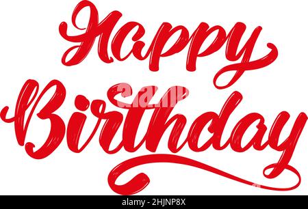 texte joyeux anniversaire sur fond blanc. joyeux anniversaire, carte de voeux dessin vectoriel dessiné à la main.Lettrage calligraphique. Illustration de Vecteur