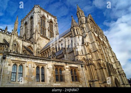 Royaume-Uni, North Yorkshire, York, Central Tower et South face of York Minster Banque D'Images