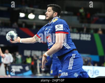 Nicolas Tournat de France lors du match de handball de l'EHF pour hommes Euro 2022, placement Match 3/4 entre la France et le Danemark le 30 janvier 2022 à l'arène multifonctionnelle de Budapest, Hongrie - photo: Laurent Lairys/DPPI/LiveMedia Banque D'Images