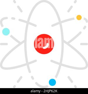Atome vecteur, molécule, science icône de ligne blanche. Illustration de Vecteur