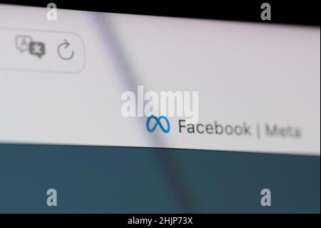 New york, Etats-Unis - janvier 31 2022 : logo Meta facebook sur l'écran du smartphone vue rapprochée Banque D'Images