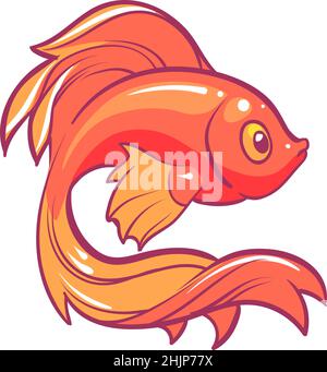 Icône de poisson doré.Dessin animé poisson doré.Animal sous-marin Illustration de Vecteur