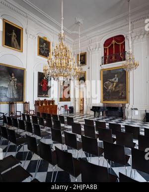 Salle blanche au Palais Wilanow - Varsovie, Pologne Banque D'Images