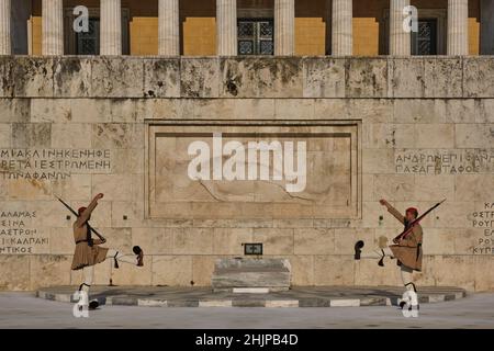 Changement de la garde présidentielle Evzones, place Syntagma, Athènes Banque D'Images