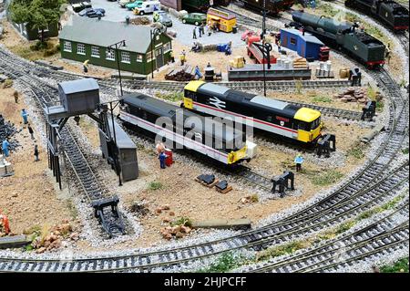 Deux locomotives diesel de classe 73 dans une voie de chemin de fer. Banque D'Images