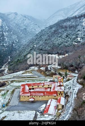 Monastère de Sparmos (Sainte Trinité) (16th siècle), montagne Olympe, commune d'Elassona, Larissa, Banque D'Images