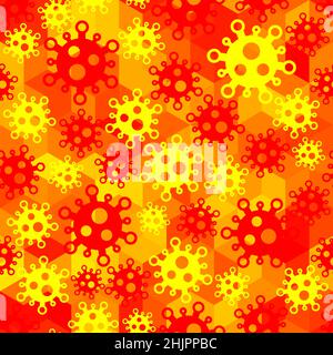 Pandémie modèle sans couture de molécules, cellules de virus, imprimé de masque de bactéries Illustration de Vecteur