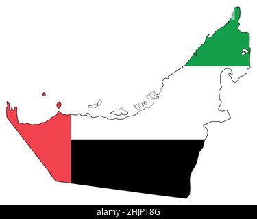 Carte des Émirats arabes Unis avec drapeau - esquisse d'un état avec drapeau national Illustration de Vecteur