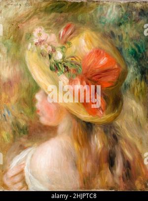 Pierre Auguste Renoir, jeune fille avec chapeau, peinture, vers 1893 Banque D'Images