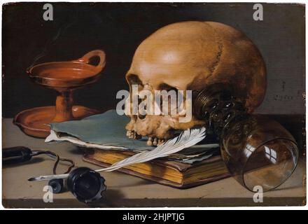 Pieter Claesz, Still Life with a Skull and a Writing Quill, peinture, 1628-1629 Banque D'Images