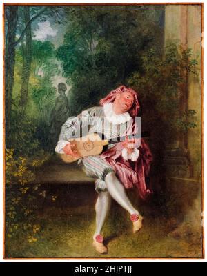 Mezzetin, peinture de Jean-Antoine Watteau, 1718-1720 Banque D'Images