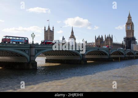 Londres, Royaume-Uni, 31 janvier 2022: Le Parlement du Palais de Westminster où le Premier ministre Boris Johnson prendra la parole cet après-midi au sujet des conclusions du rapport compilé par la fonctionnaire Sue Gray sur les violations des lois sur le confinement au 10 Downing Street pendant la pandémie du coronavirus.Anna Watson/Alay Live News Banque D'Images