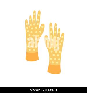 Gants de jardin icône isolée.Gants jaunes avec points blancs.Illustration vectorielle plate sur blanc Illustration de Vecteur