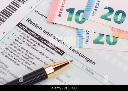 Formulaire de déclaration de revenus en Allemagne Banque D'Images