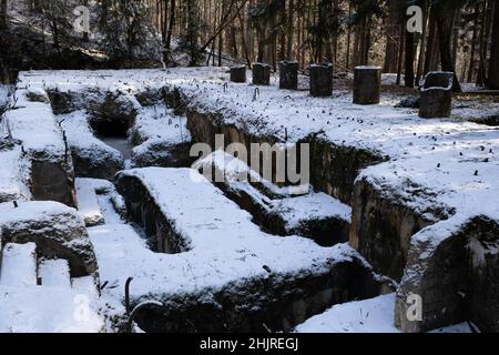 Gluszyca, Pologne - 12 janvier 2022.Projekt Riese, complexe Osowka.Les nazis y ont ennuyé environ 1 750 mètres de tunnels souterrains en WW2.Reste Banque D'Images