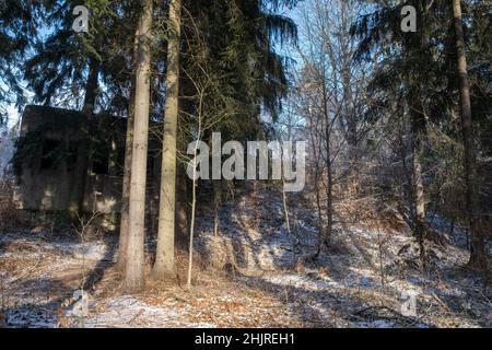 Gluszyca, Pologne - 12 janvier 2022.Projekt Riese, complexe Osowka.Les nazis y ont ennuyé environ 1 750 mètres de tunnels souterrains en WW2.Reste Banque D'Images