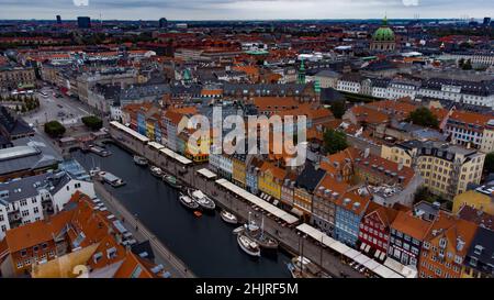 Nyhavn d'en haut à Copenhague Banque D'Images