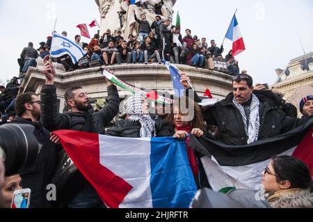 France.Paris (75) place de la République (place de la République).11 janvier 2015 : marche républicaine à la mémoire des victimes des attentats terroristes du 7, 8 Banque D'Images